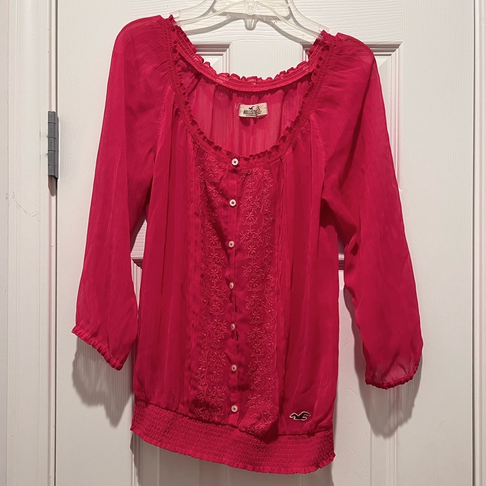 Hollister Sheer Pink Blouse